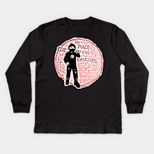 No Peace For Fascists - Darkened - ANITIFA Kicking Fascists Ass Since 1945 - Double-sided Kids Long Sleeve T-Shirt